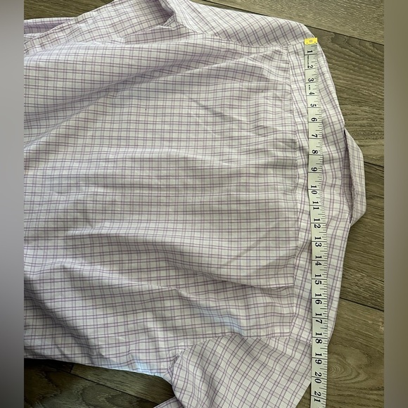 π NORDSTROM Men's Shop Non-Iron Dress Shirt - Purple Plaid (Size 16 Trim Fit)π - Picture 5 of 12